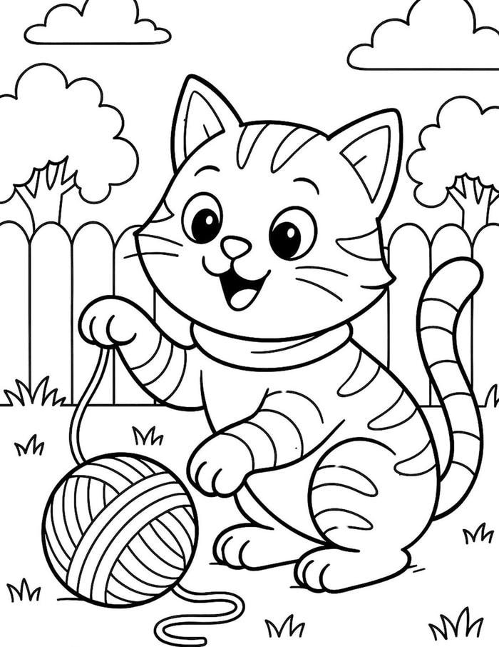 Hình tranh tô màu con mèo thích hợp cho tô nhanh tay