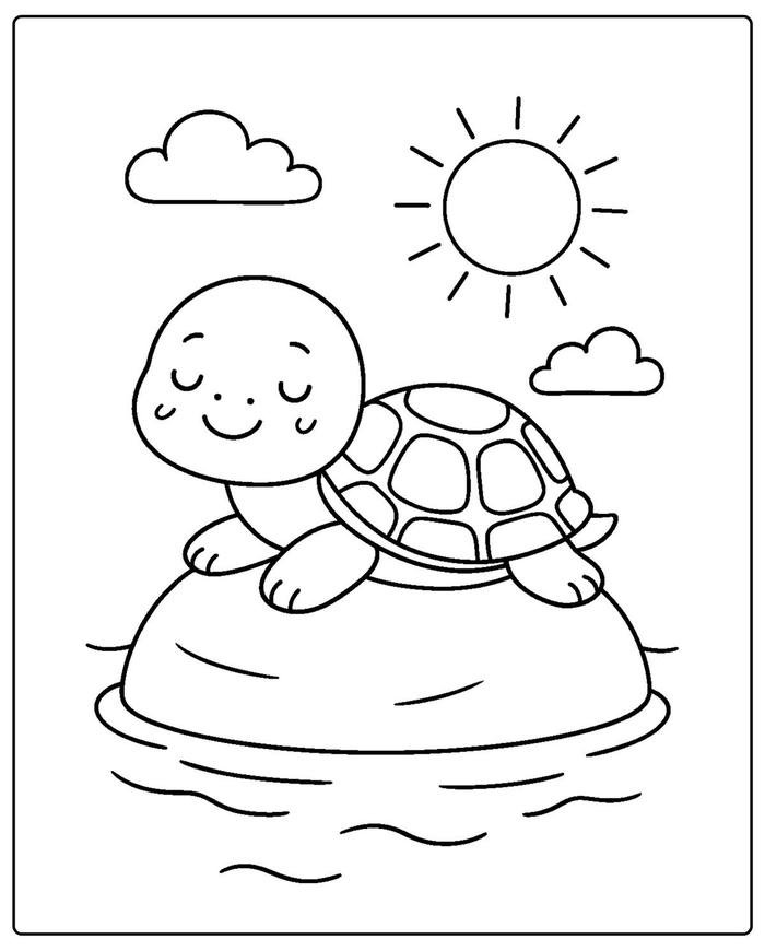 Hình tranh tô màu con rùa cần kiểm soát bút tốt