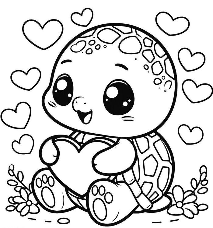 Hình tranh tô màu con rùa có nhiều vùng tô hơn