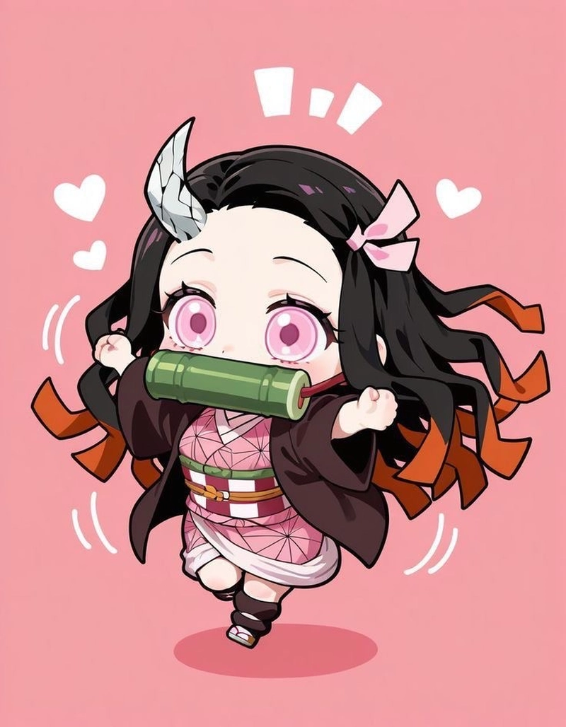 Ảnh Kamado Nezuko xinh đẹp phong cách chibi đáng yêu