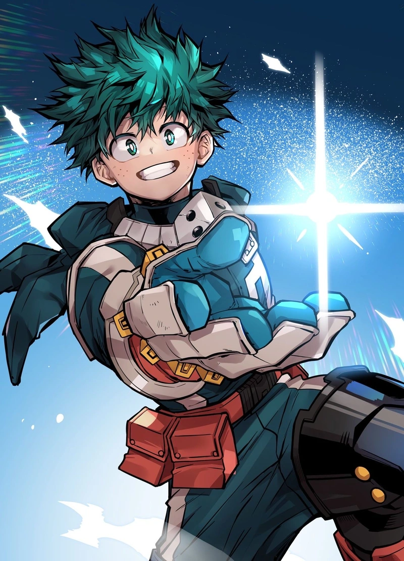 Ảnh Midoriya Izuku ánh sáng One For All rực rỡ