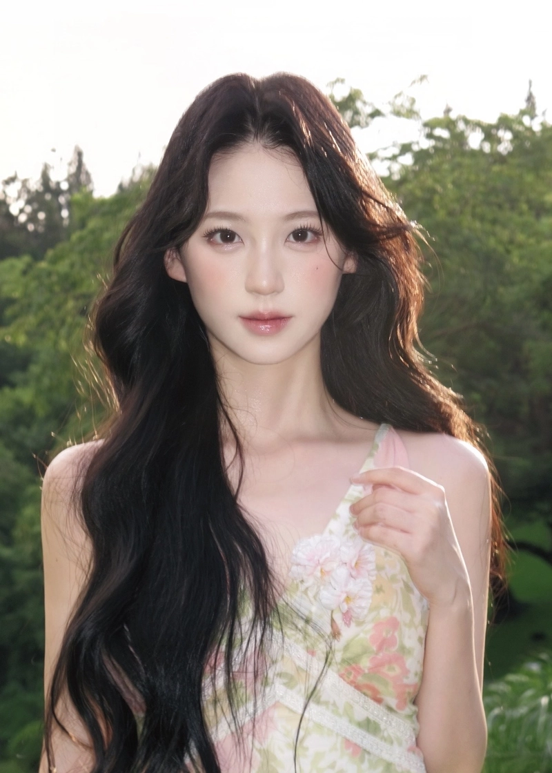 Cô gái xinh với mái tóc dài suôn mượt cuốn hút