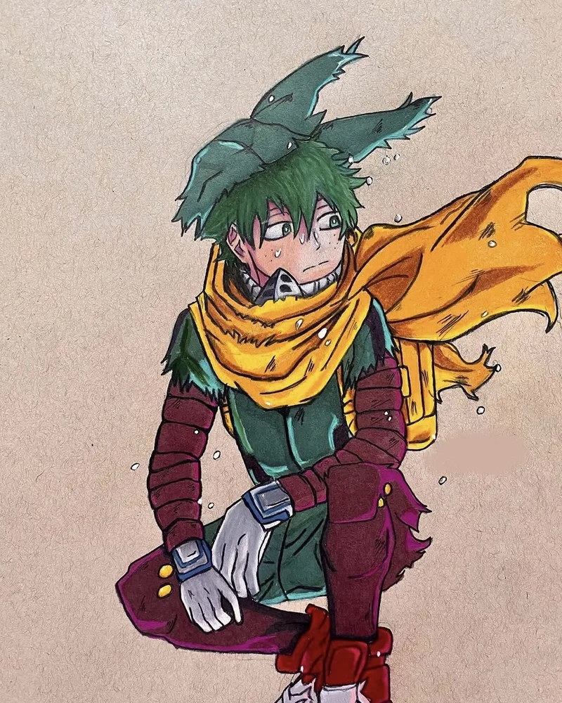 Deku hình nền anime phong cách chiến đấu mạnh mẽ