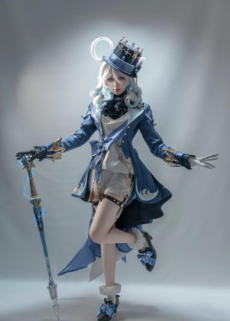 Furina cosplay chuyển động xoay người đầy nhịp điệu