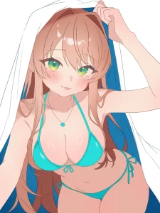 Hentai Monika bikini bé xíu ướt sũng cực sexy