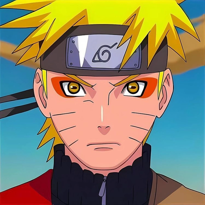 Ảnh Naruto với ánh mắt mạnh mẽ đầy quyết tâm rõ nét