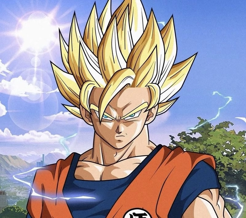 Ảnh biểu cảm mạnh mẽ Goku tạo cảm giác cuốn hút sinh động
