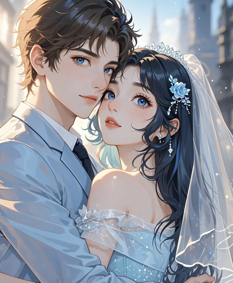 Ảnh cô dâu chú rể anime đầy cảm giác hạnh phúc