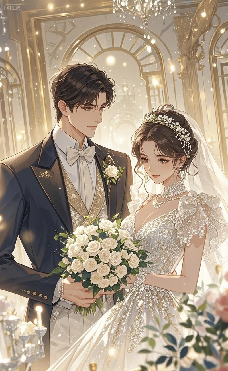 Ảnh cô dâu chú rể anime mang nét đẹp dịu dàng