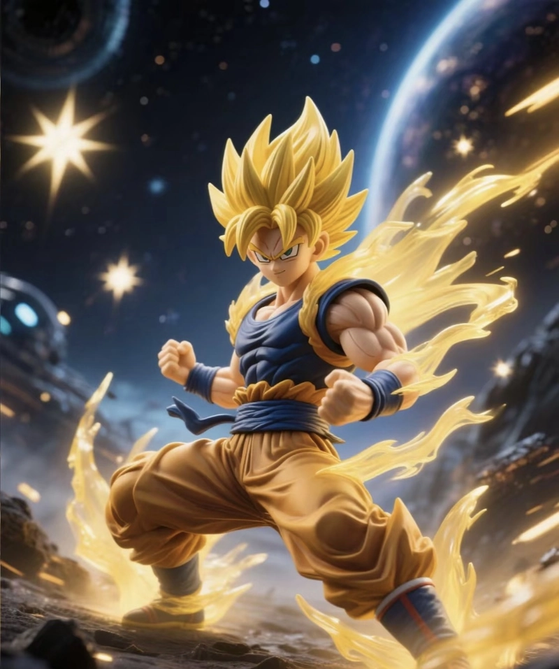 Ảnh dáng đứng chiến đấu Goku với tạo hình rõ nét riêng