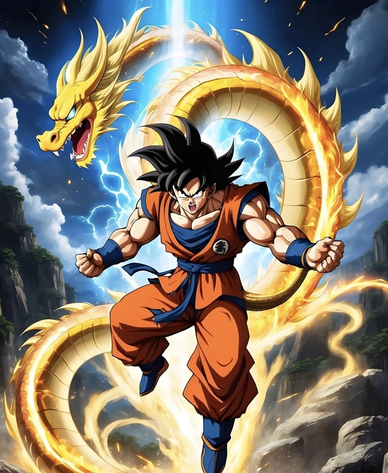 Ảnh gương mặt quyết tâm Goku cùng biểu cảm đầy tự tin