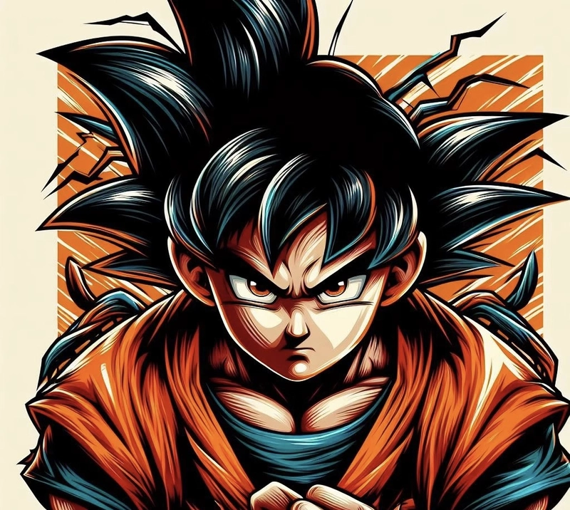 Ảnh mái tóc dựng Goku nổi bật dưới nền sáng rõ nét