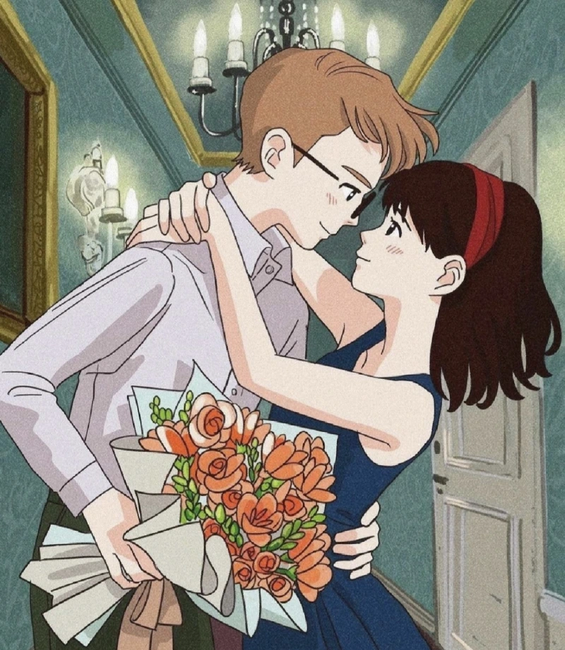 Ánh nhìn anime cặp đôi đẹp nhẹ nhàng