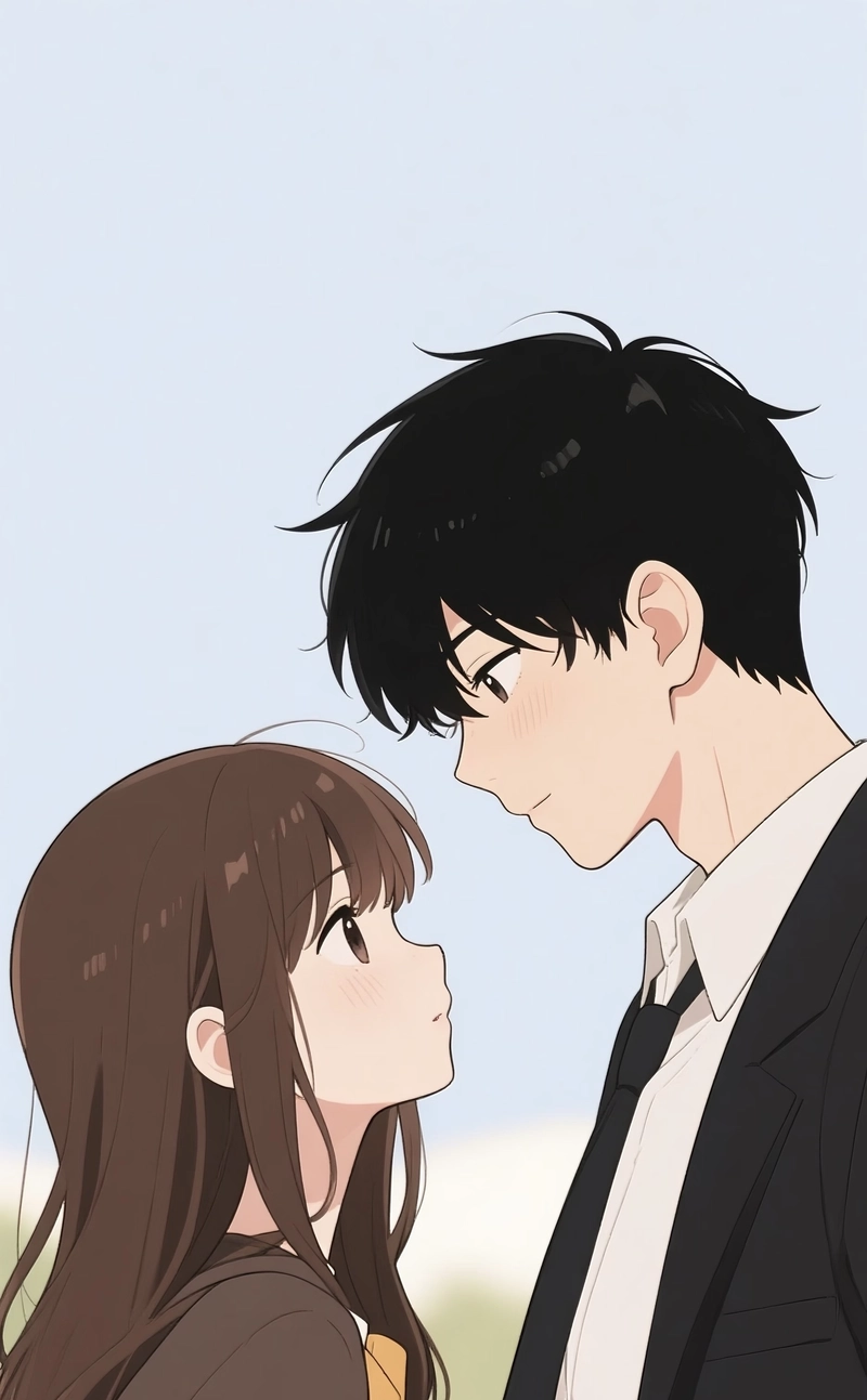 Chân dung anime cặp đôi trẻ trung dễ thương