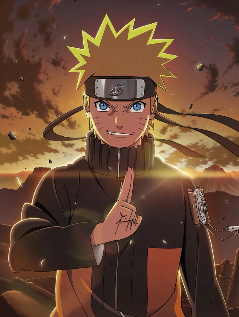 Hình Naruto với ánh mắt quyết tâm nổi bật rõ nét
