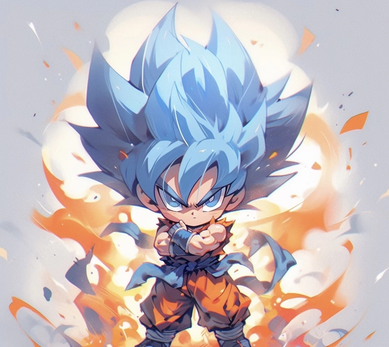 Hình ảnh ánh nhìn quyết tâm Goku tạo điểm nhấn đầy sức mạnh