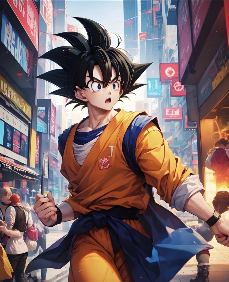 Hình ảnh mái tóc vàng Goku nổi bật rõ từng chi tiết