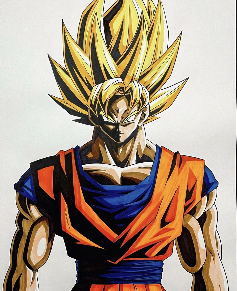 Hình ánh nhìn quyết liệt Goku tạo điểm nhấn mạnh mẽ riêng