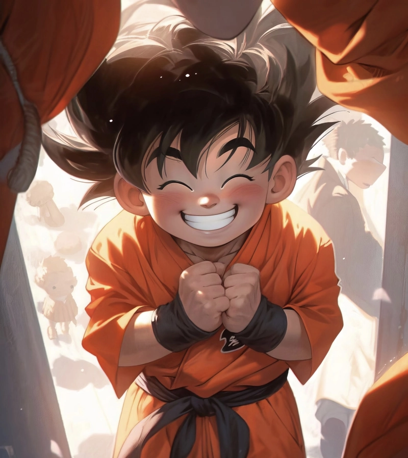 Hình dáng đứng chiến đấu Goku với tạo hình đầy nổi bật