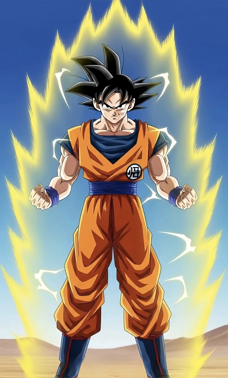 Hình gương mặt tự tin Goku cùng nụ cười quen thuộc nổi bật