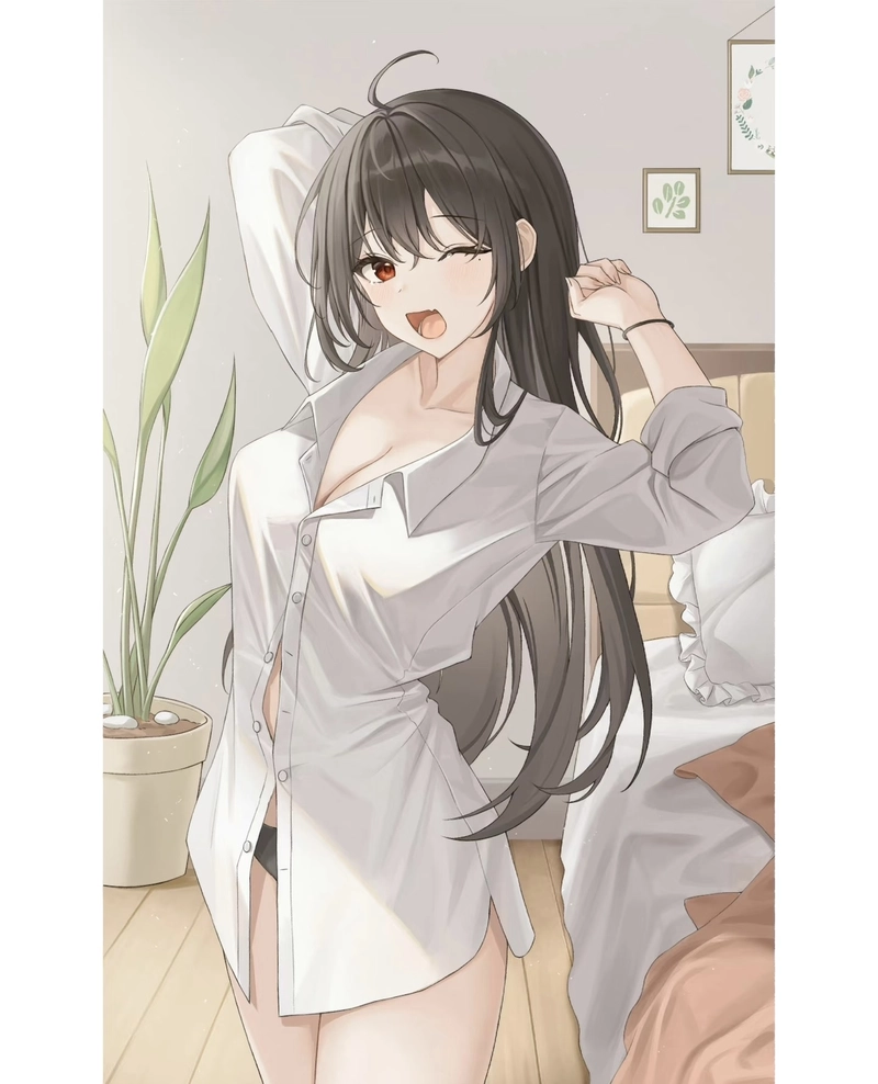 Hình mái tóc dài gái anime mlem nổi bật ánh sáng