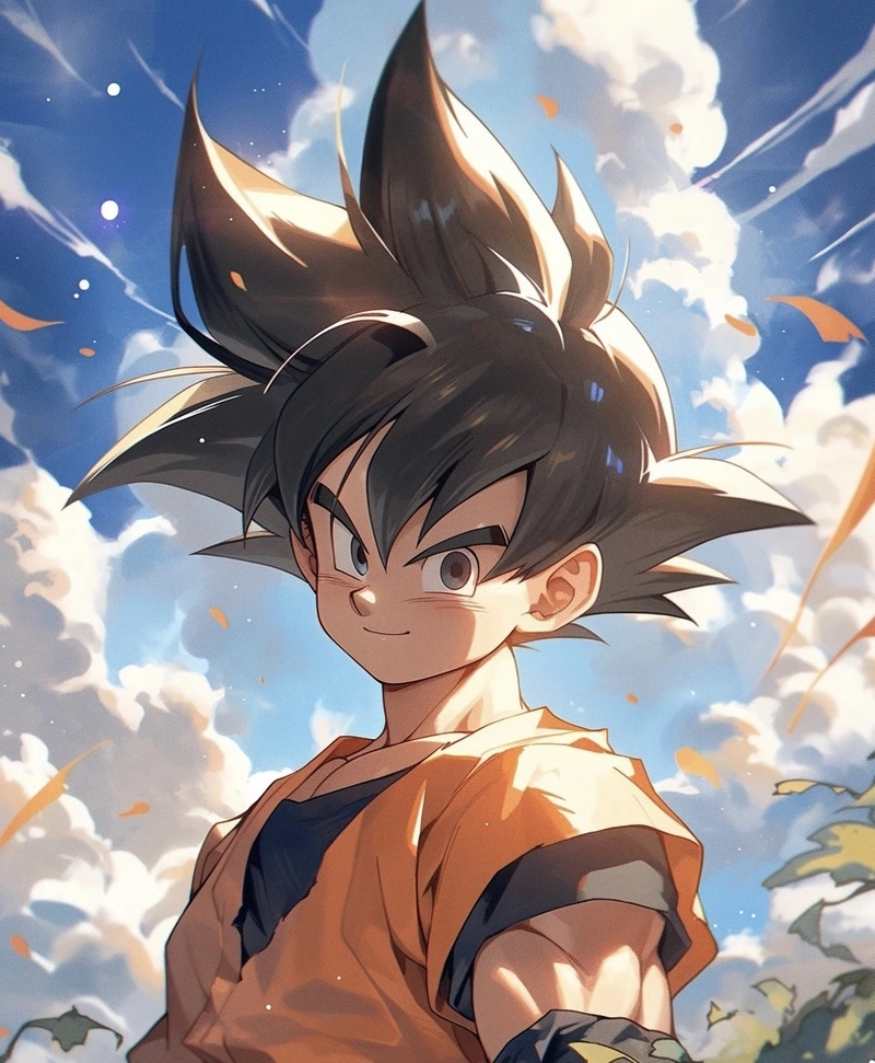 Hình mái tóc vàng Goku nổi bật giữa nền sáng rõ nét