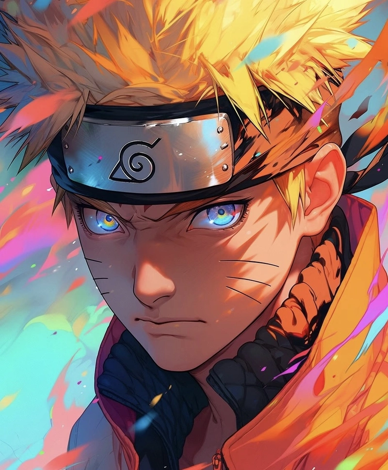 Hình mái tóc vàng Naruto nổi bật dưới ánh sáng nhẹ