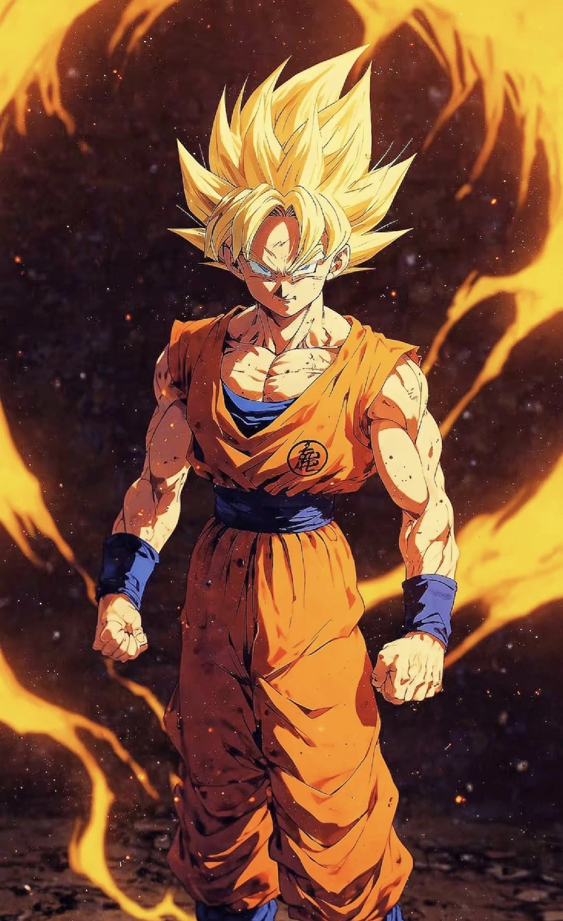Hình trang phục cam Goku cùng chi tiết rõ nét sinh động
