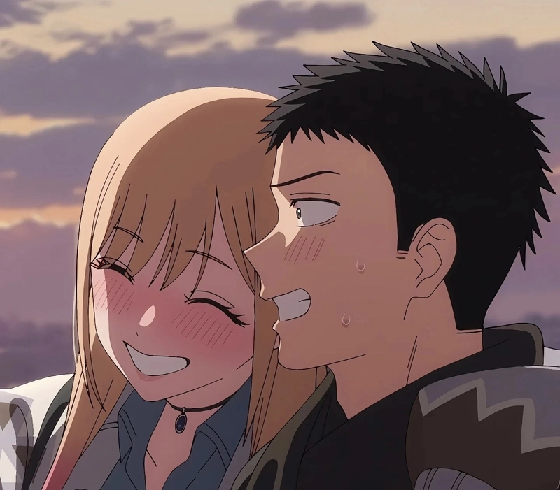 Nụ cười anime cặp đôi ngọt ngào đáng yêu
