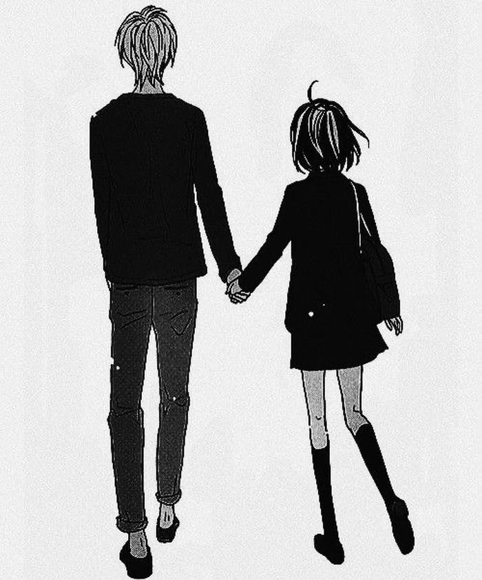 ảnh anime nắm tay bước đi song song