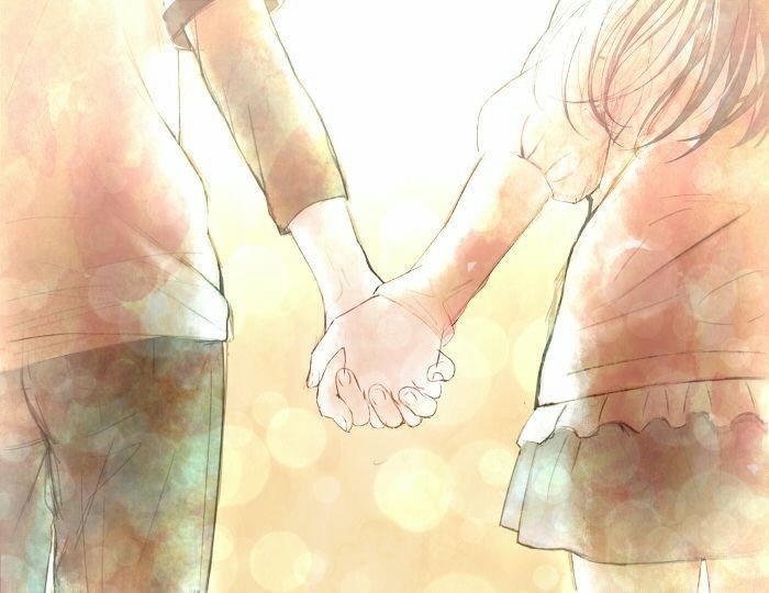 hình ảnh anime nắm tay nền đơn giản