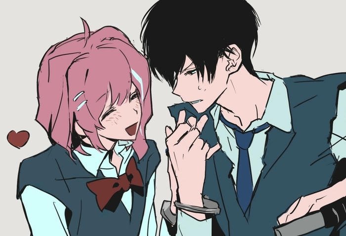 hình anime nắm tay tóc dài bay nhẹ