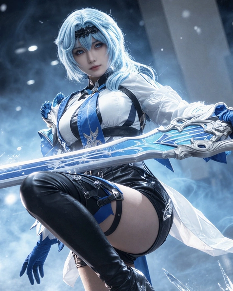 Ảnh Eula cosplay cùng ánh sáng lung linh nghệ thuật