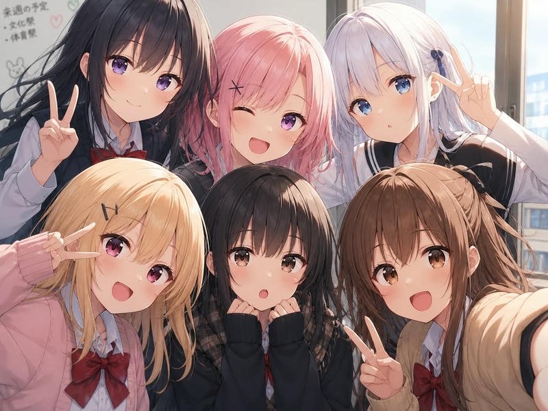 Ảnh anime harem cuốn mắt cùng ánh nhìn đầy cảm xúc
