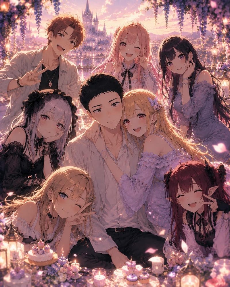Ảnh anime harem dễ mến với ánh nhìn dịu dàng đẹp