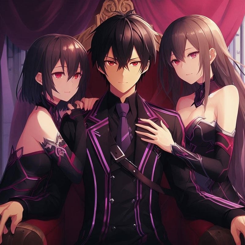Ảnh anime harem thư giãn với gương mặt đầy cuốn hút