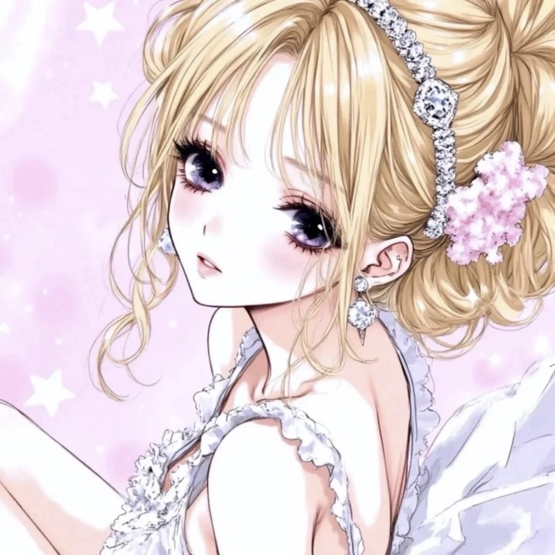 Ảnh anime tóc vàng cùng thần sắc vui tươi tự nhiên