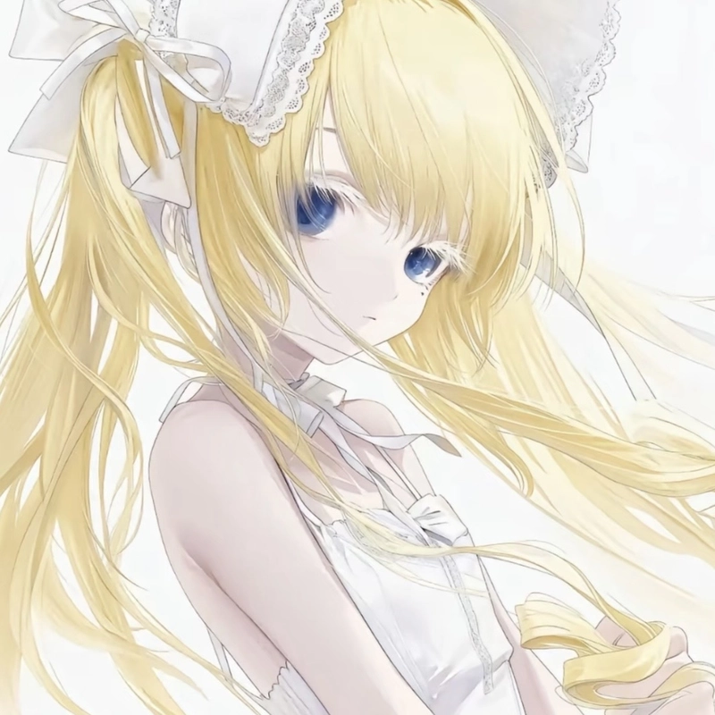 Ảnh anime tóc vàng với biểu cảm điềm tĩnh nhẹ nhàng