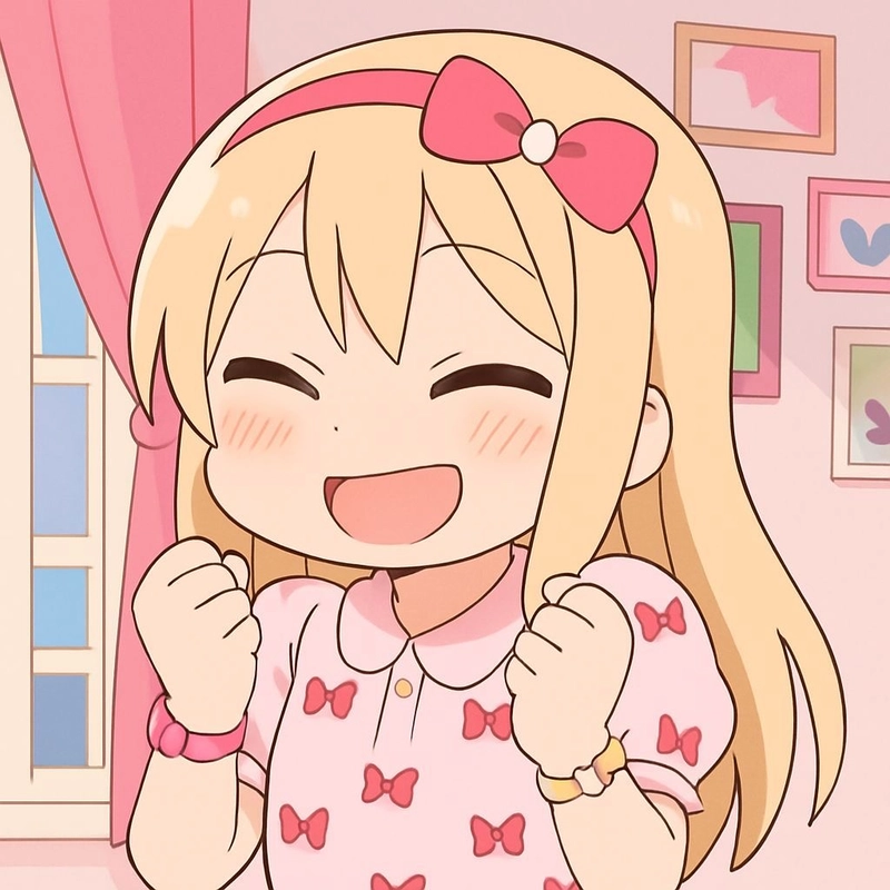 Anime nữ cute với mái tóc mềm mại đáng yêu