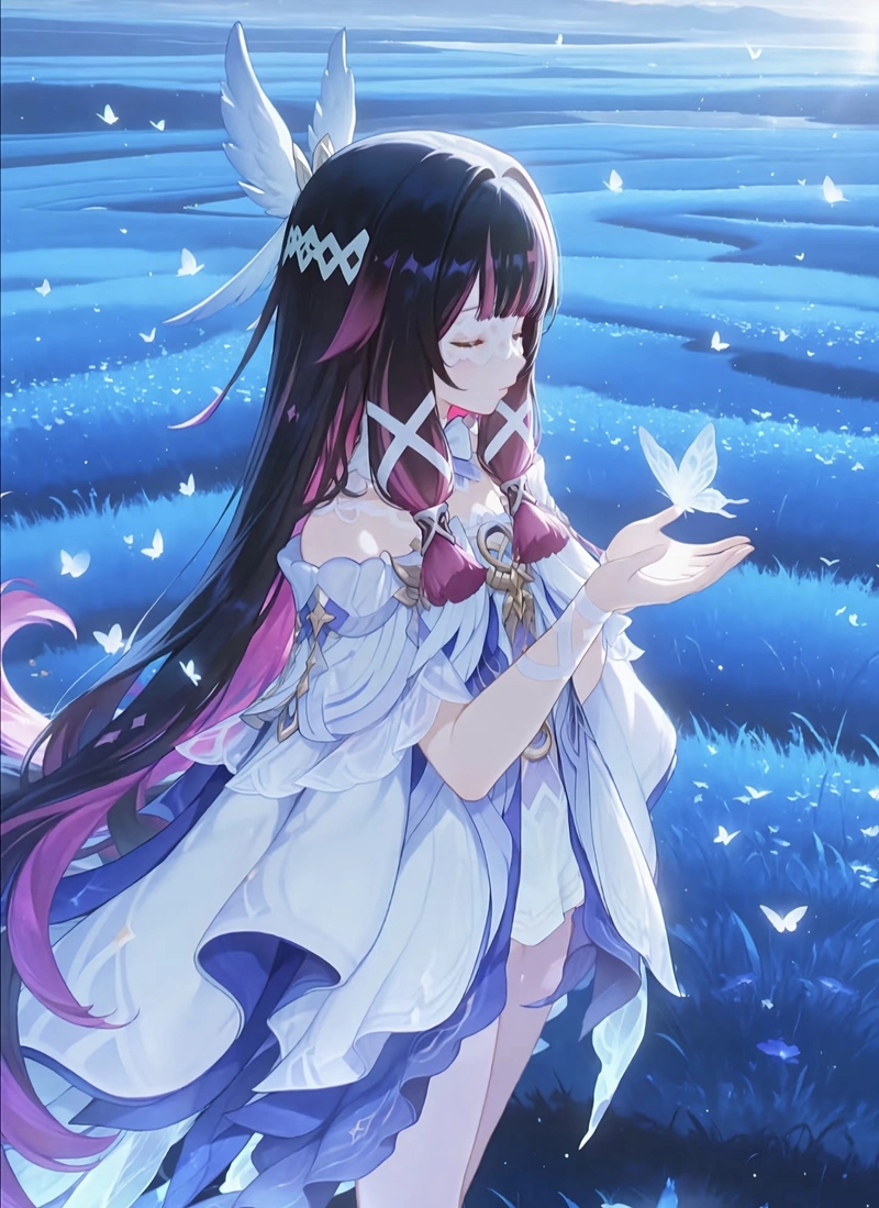 Bức ảnh anime Genshin Impact cùng mái tóc dài mềm mại