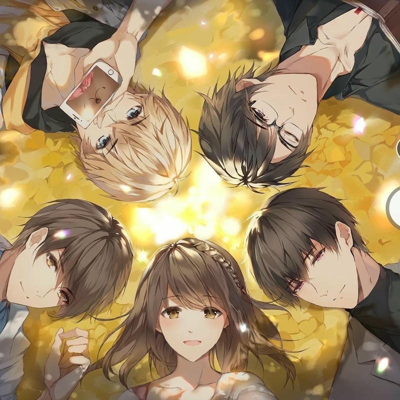Hình ảnh anime harem dễ thương với nụ cười ngọt ngào
