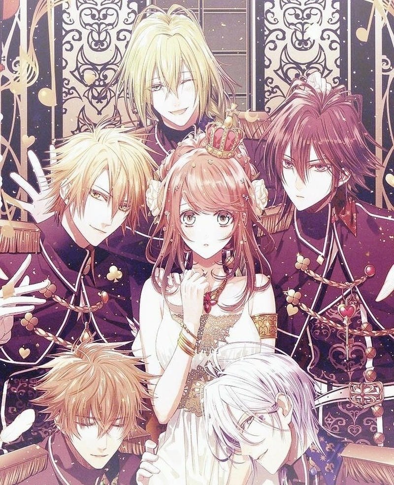 Hình ảnh anime harem ngọt ngào với nụ cười dịu dàng