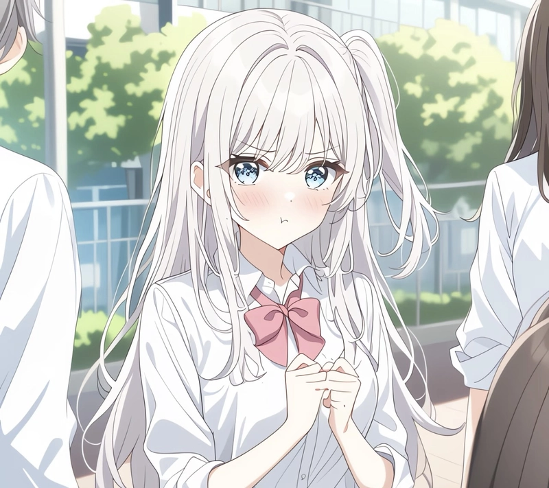 Hình ảnh sinh động gái anime to tròn với nụ cười nhẹ