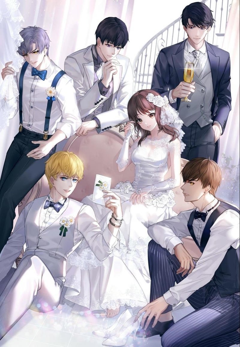 Hình anime harem cuốn hút với mái tóc mềm mại đẹp