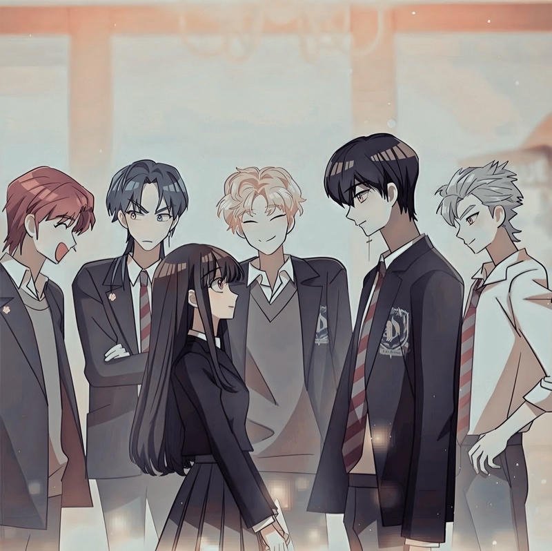 Hình anime harem nổi loạn với thần sắc đầy cá tính