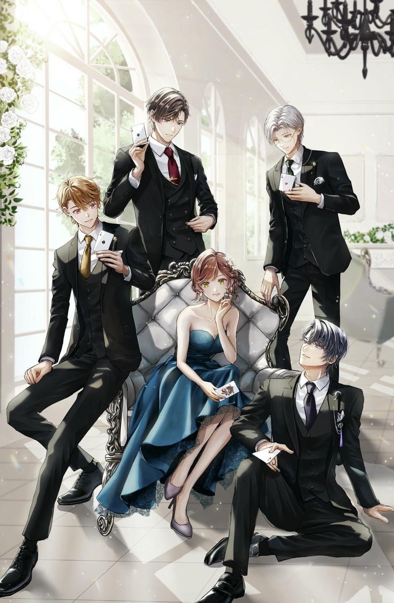 Hình anime harem tinh nghịch với ánh nhìn đáng yêu xinh