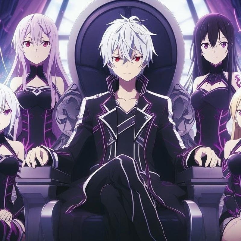 Hình anime harem tươi sáng cùng ánh mắt nổi bật riêng