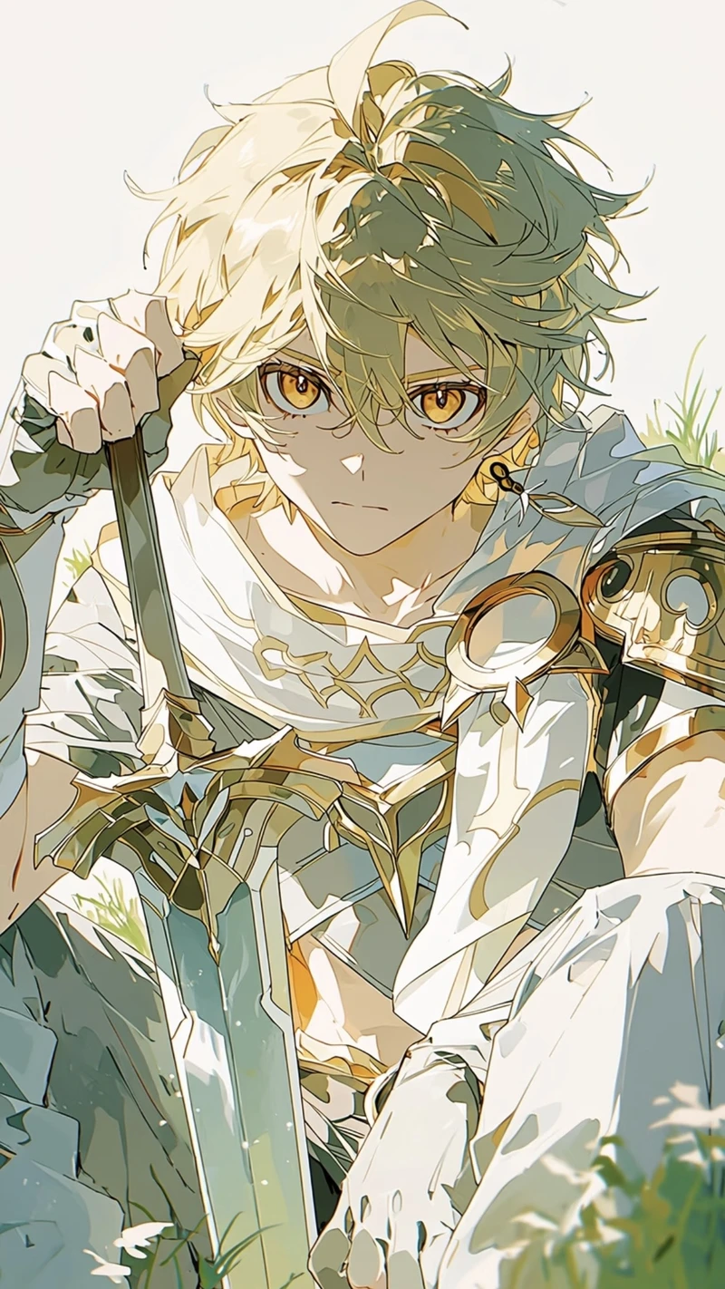Hình anime tóc vàng cùng ánh nhìn thu hút tự nhiên