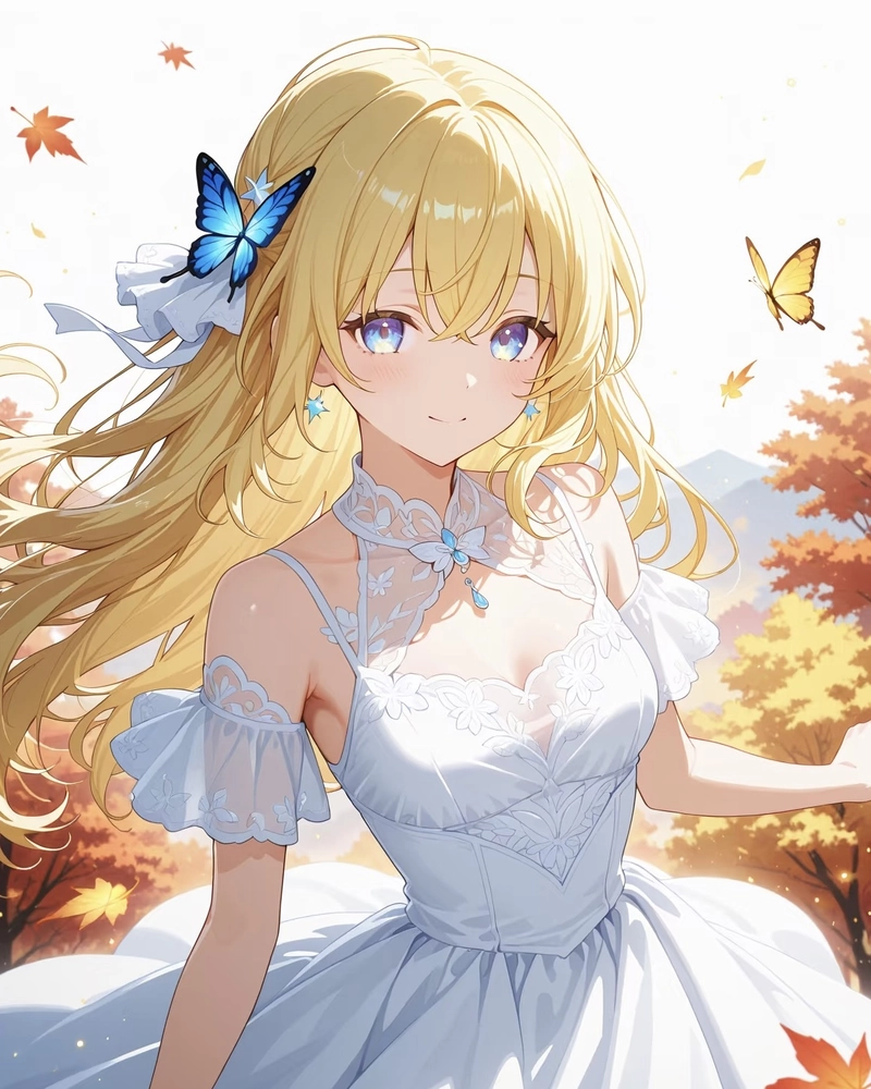 Hình anime tóc vàng cùng mái tóc bồng bềnh tự nhiên