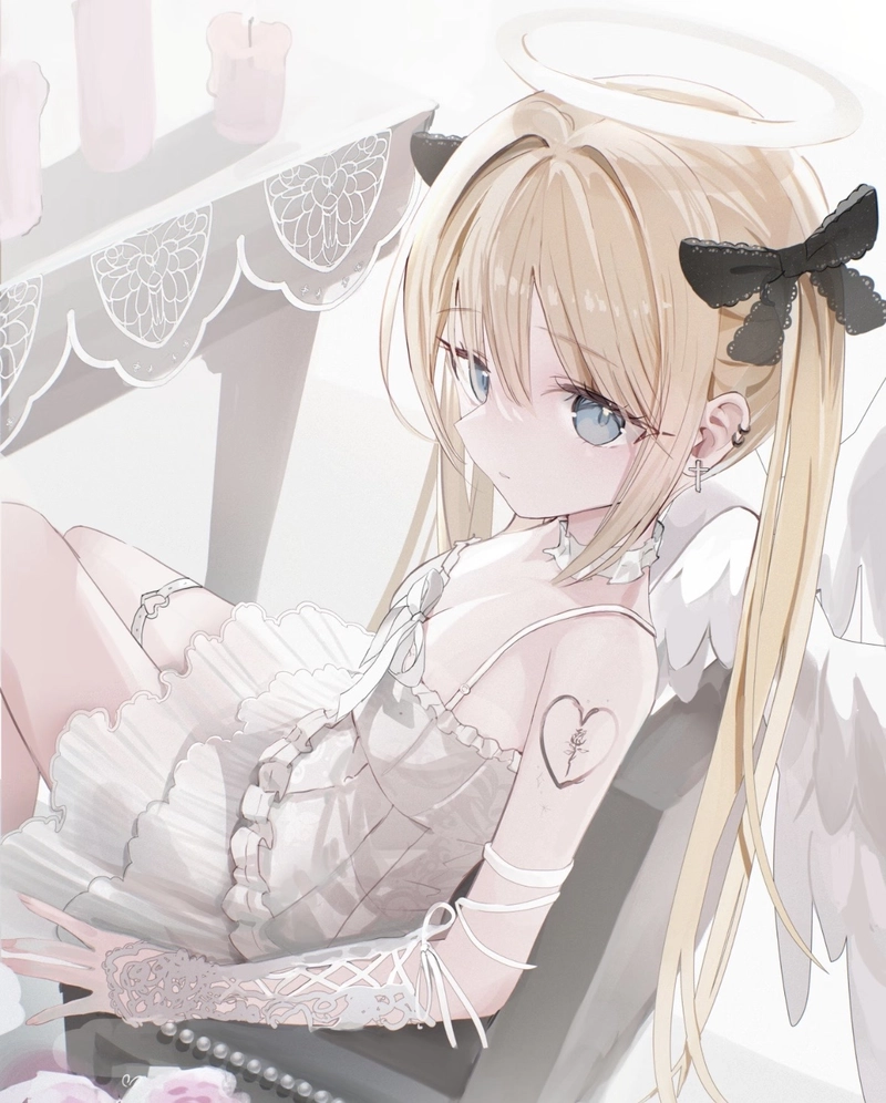 Hình anime tóc vàng cùng mái tóc óng ả mềm mại